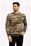 Erkek Kamuflaj Desenli 2 İplik 4 Mevsim Uzun Kollu Bisiklet Yaka Sweatshirt - Kamuflaj