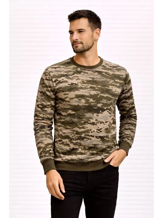 Erkek Kamuflaj Desenli 2 İplik 4 Mevsim Uzun Kollu Bisiklet Yaka Sweatshirt - Kamuflaj Erkek Kamuflaj Desenli 2 İplik 4 Mevsim Uzun Kollu Bisiklet Yaka Sweatshirt - Kamuflaj