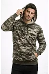 Erkek Kamuflaj Desenli 2 İplik 4 Mevsim Kapüşonlu Kanguru Cepli Hoodie Sweatshirt - Kamuflaj
