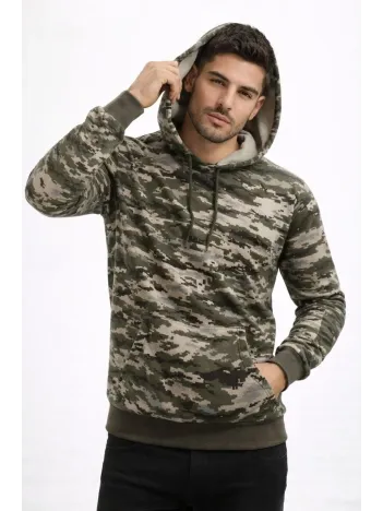 Erkek Kamuflaj Desenli 2 İplik 4 Mevsim Kapüşonlu Kanguru Cepli Hoodie Sweatshirt - Kamuflaj Erkek Kamuflaj Desenli 2 İplik 4 Mevsim Kapüşonlu Kanguru Cepli Hoodie Sweatshirt - Kamuflaj