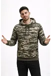 Erkek Kamuflaj Desenli 2 İplik 4 Mevsim Kapüşonlu Kanguru Cepli Hoodie Sweatshirt - Kamuflaj