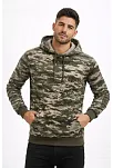 Erkek Kamuflaj Desenli 2 İplik 4 Mevsim Kapüşonlu Kanguru Cepli Hoodie Sweatshirt - Kamuflaj