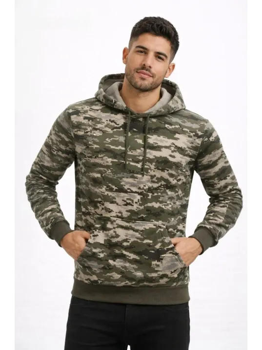 Erkek Kamuflaj Desenli 2 İplik 4 Mevsim Kapüşonlu Kanguru Cepli Hoodie Sweatshirt - Kamuflaj Erkek Kamuflaj Desenli 2 İplik 4 Mevsim Kapüşonlu Kanguru Cepli Hoodie Sweatshirt - Kamuflaj