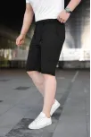 Erkek Diagonel Kumaş Duble Paça Cepli Bağcıklı Bel Lastikli Şort - Siyah Erkek Diagonel Kumaş Duble Paça Cepli Bağcıklı Bel Lastikli Şort - Siyah