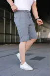 Erkek Diagonel Kumaş Duble Paça Cepli Bağcıklı Bel Lastikli Şort - Gri Erkek Diagonel Kumaş Duble Paça Cepli Bağcıklı Bel Lastikli Şort - Gri