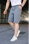 Erkek Diagonel Kumaş Duble Paça Cepli Bağcıklı Bel Lastikli Şort - Gri Erkek Diagonel Kumaş Duble Paça Cepli Bağcıklı Bel Lastikli Şort - Gri