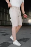 Erkek Diagonel Kumaş Duble Paça Cepli Bağcıklı Bel Lastikli Şort - Krem Erkek Diagonel Kumaş Duble Paça Cepli Bağcıklı Bel Lastikli Şort - Krem