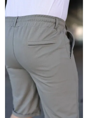 Erkek Diagonel Kumaş Duble Paça Cepli Bağcıklı Bel Lastikli Şort - Mint Yeşili Erkek Diagonel Kumaş Duble Paça Cepli Bağcıklı Bel Lastikli Şort - Mint Yeşili