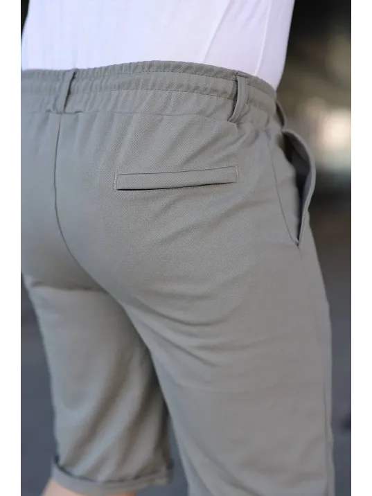 Erkek Diagonel Kumaş Duble Paça Cepli Bağcıklı Bel Lastikli Şort - Mint Yeşili Erkek Diagonel Kumaş Duble Paça Cepli Bağcıklı Bel Lastikli Şort - Mint Yeşili