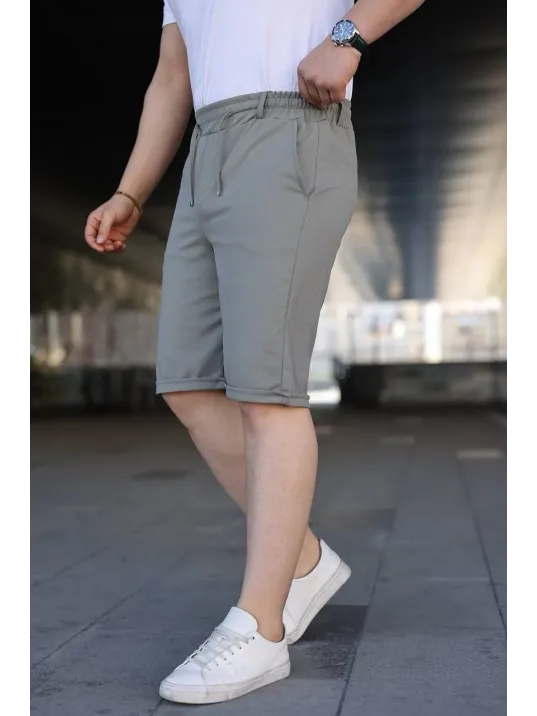 Erkek Diagonel Kumaş Duble Paça Cepli Bağcıklı Bel Lastikli Şort - Mint Yeşili Erkek Diagonel Kumaş Duble Paça Cepli Bağcıklı Bel Lastikli Şort - Mint Yeşili