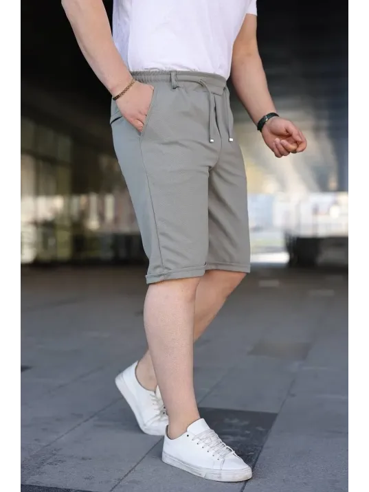 Erkek Diagonel Kumaş Duble Paça Cepli Bağcıklı Bel Lastikli Şort - Mint Yeşili Erkek Diagonel Kumaş Duble Paça Cepli Bağcıklı Bel Lastikli Şort - Mint Yeşili