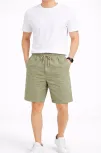 Erkek Keten Kumaş Cepli Rahat Kesim Bel Lastikli Şort - Mint Yeşili Erkek Keten Kumaş Cepli Rahat Kesim Bel Lastikli Şort - Mint Yeşili
