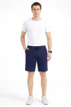 Erkek Keten Kumaş Cepli Rahat Kesim Bel Lastikli Şort - Lacivert Erkek Keten Kumaş Cepli Rahat Kesim Bel Lastikli Şort - Lacivert
