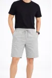 Erkek Keten Kumaş Cepli Rahat Kesim Bel Lastikli Şort - Gri Erkek Keten Kumaş Cepli Rahat Kesim Bel Lastikli Şort - Gri