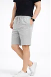 Erkek Keten Kumaş Cepli Rahat Kesim Bel Lastikli Şort - Gri Erkek Keten Kumaş Cepli Rahat Kesim Bel Lastikli Şort - Gri