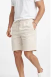 Erkek Keten Kumaş Cepli Rahat Kesim Bel Lastikli Şort - Krem Erkek Keten Kumaş Cepli Rahat Kesim Bel Lastikli Şort - Krem
