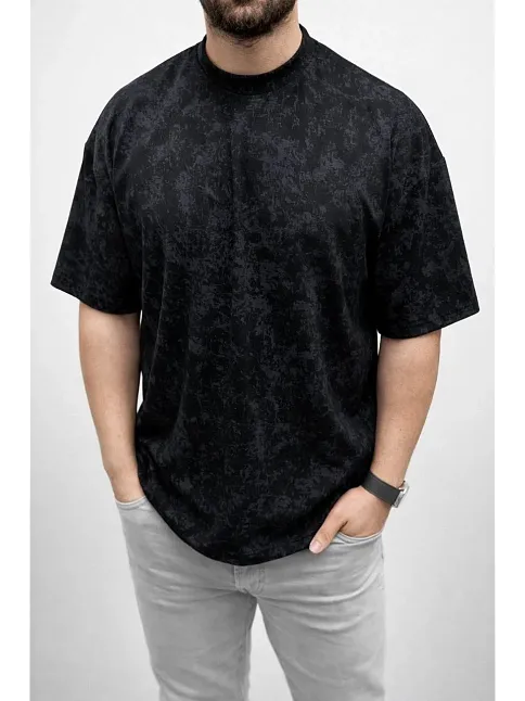 Erkek Premium Tişört Osy Yumuşak Dokulu Yıkamalı Oversize T-shirt - Siyah