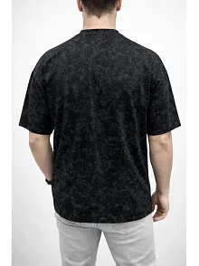 Erkek Premium Tişört Osy Yumuşak Dokulu Yıkamalı Oversize T-shirt - Siyah