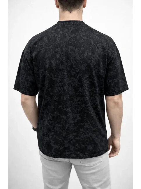 Erkek Premium Tişört Osy Yumuşak Dokulu Yıkamalı Oversize T-shirt - Siyah
