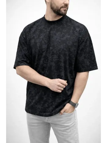Erkek Premium Tişört Osy Yumuşak Dokulu Yıkamalı Oversize T-shirt - Siyah