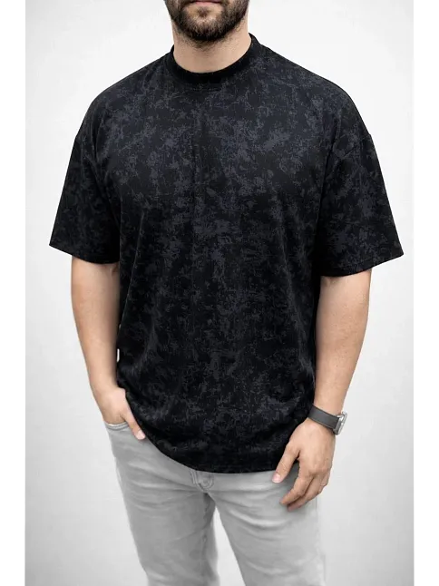 Erkek Premium Tişört Osy Yumuşak Dokulu Yıkamalı Oversize T-shirt - Siyah