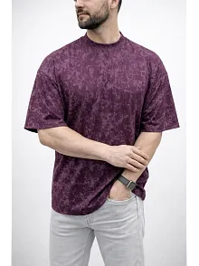 Erkek Premium Tişört Osy Yumuşak Dokulu Yıkamalı Oversize T-shirt - Bordo
