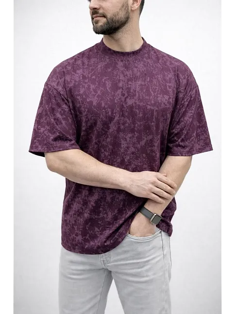 Erkek Premium Tişört Osy Yumuşak Dokulu Yıkamalı Oversize T-shirt - Bordo
