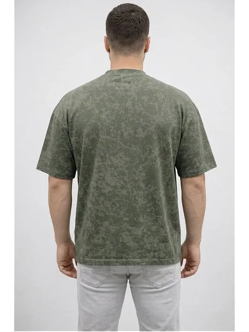 Erkek Premium Tişört Osy Yumuşak Dokulu Yıkamalı Oversize T-shirt - Haki