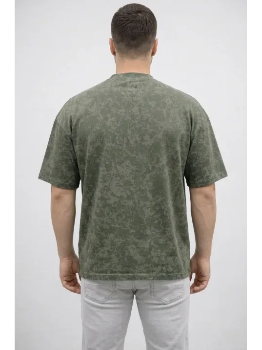 Erkek Premium Tişört Osy Yumuşak Dokulu Yıkamalı Oversize T-shirt - Haki