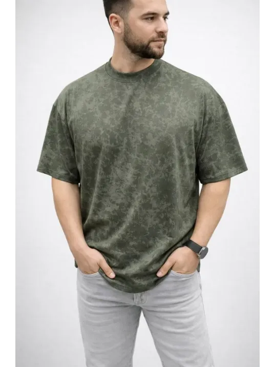 Erkek Premium Tişört Osy Yumuşak Dokulu Yıkamalı Oversize T-shirt - Haki