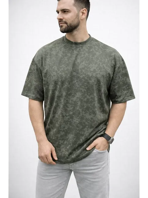 Erkek Premium Tişört Osy Yumuşak Dokulu Yıkamalı Oversize T-shirt - Haki