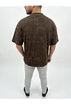 Erkek Premium Tişört Osy Yumuşak Dokulu Yıkamalı Oversize T-shirt - Kahverengi