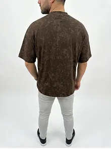 Erkek Premium Tişört Osy Yumuşak Dokulu Yıkamalı Oversize T-shirt - Kahverengi