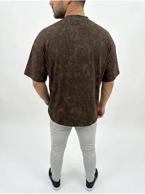 Erkek Premium Tişört Osy Yumuşak Dokulu Yıkamalı Oversize T-shirt - Kahverengi