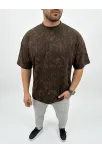 Erkek Premium Tişört Osy Yumuşak Dokulu Yıkamalı Oversize T-shirt - Kahverengi Erkek Premium Tişört Osy Yumuşak Dokulu Yıkamalı Oversize T-shirt - Kahverengi