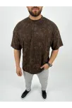 Erkek Premium Tişört Osy Yumuşak Dokulu Yıkamalı Oversize T-shirt - Kahverengi Erkek Premium Tişört Osy Yumuşak Dokulu Yıkamalı Oversize T-shirt - Kahverengi