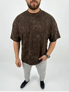 Erkek Premium Tişört Osy Yumuşak Dokulu Yıkamalı Oversize T-shirt - Kahverengi