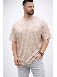 Erkek Premium Tişört Osy Yumuşak Dokulu Yıkamalı Oversize T-shirt - Bej