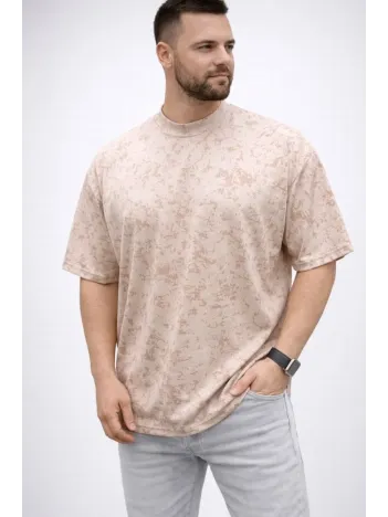 Erkek Premium Tişört Osy Yumuşak Dokulu Yıkamalı Oversize T-shirt - Bej