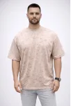 Erkek Premium Tişört Osy Yumuşak Dokulu Yıkamalı Oversize T-shirt - Bej
