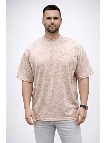 Erkek Premium Tişört Osy Yumuşak Dokulu Yıkamalı Oversize T-shirt - Bej
