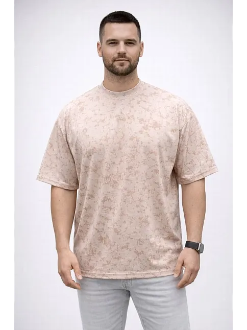 Erkek Premium Tişört Osy Yumuşak Dokulu Yıkamalı Oversize T-shirt - Bej