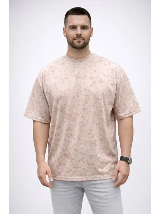 Erkek Premium Tişört Osy Yumuşak Dokulu Yıkamalı Oversize T-shirt - Bej