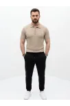 Erkek Yazlık Triko Saç Örgü Tişört Kısa Kol Polo Yaka Fermuarlı T-shirt - Bej Erkek Yazlık Triko Saç Örgü Tişört Kısa Kol Polo Yaka Fermuarlı T-shirt - Bej