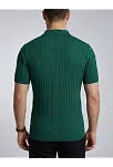 Erkek Yazlık Triko Saç Örgü Tişört Kısa Kol Polo Yaka Fermuarlı T-shirt - Haki