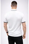 Erkek Fitilli Triko Dokuma Kısa Kol Tişört Yarım Boğaz Modern Yazlık T-shirt - Beyaz