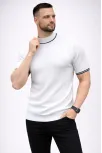 Erkek Fitilli Triko Dokuma Kısa Kol Tişört Yarım Boğaz Modern Yazlık T-shirt - Beyaz Erkek Fitilli Triko Dokuma Kısa Kol Tişört Yarım Boğaz Modern Yazlık T-shirt - Beyaz