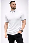 Erkek Fitilli Triko Dokuma Kısa Kol Tişört Yarım Boğaz Modern Yazlık T-shirt - Beyaz