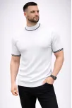 Erkek Fitilli Triko Dokuma Kısa Kol Tişört Yarım Boğaz Modern Yazlık T-shirt - Beyaz Erkek Fitilli Triko Dokuma Kısa Kol Tişört Yarım Boğaz Modern Yazlık T-shirt - Beyaz