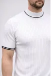 Erkek Fitilli Triko Dokuma Kısa Kol Tişört Yarım Boğaz Modern Yazlık T-shirt - Beyaz Erkek Fitilli Triko Dokuma Kısa Kol Tişört Yarım Boğaz Modern Yazlık T-shirt - Beyaz